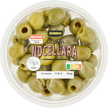 Foto van Jumbo groene olijven nocellara 100g aanbieding bij jumbo | diverse soorten