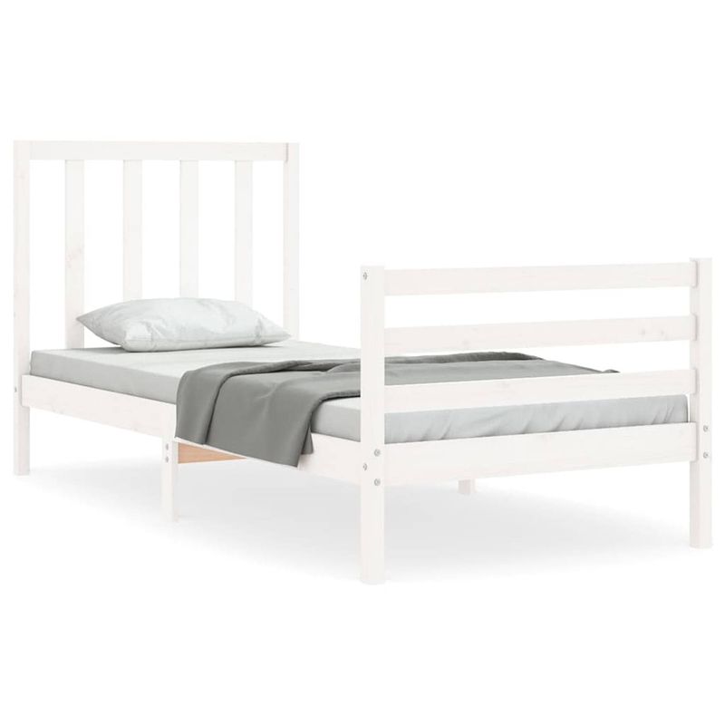 Foto van The living store bedframe - massief grenenhout - 205.5 x 105.5 x 100 cm - functioneel hoofd- en voeteneinde - kleur-