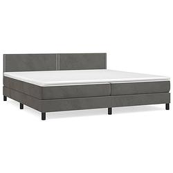 Foto van The living store boxspringbed - zacht fluweel - bed 203x200x78/88cm - pocketvering matras 100x200x20cm - middelharde