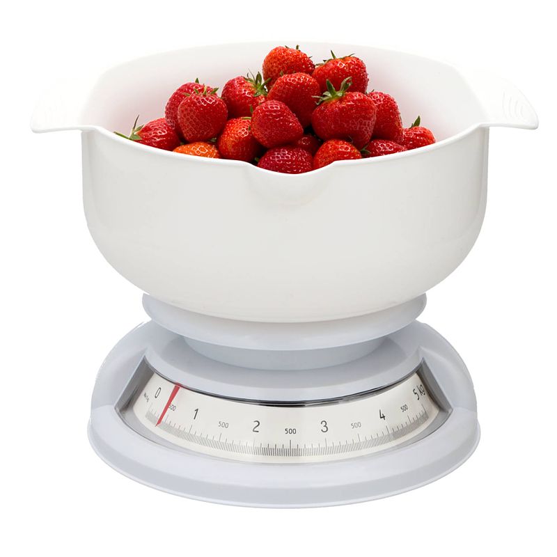 Foto van Alpina - keukenweegschaal - analoog - 5 kg - met kom - wit