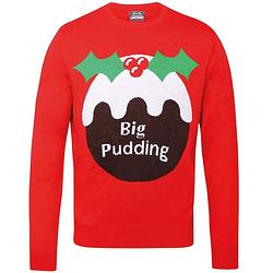 Foto van Rode kerst sweater big pudding voor heren xl (44/54) - kerst truien