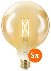 Foto van Wiz smart filament lamp globe xl 5-pack  - warm tot koelwit licht - e27