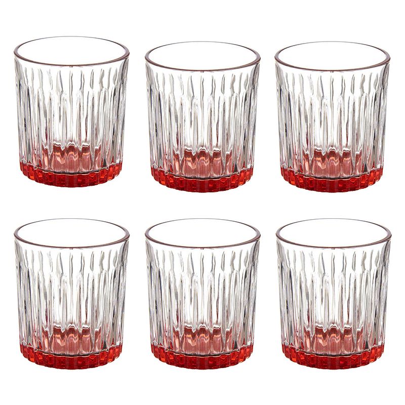 Foto van Luxe exotic collection drinkglazen set 12x stuks op oranje basis 330 ml - drinkglazen