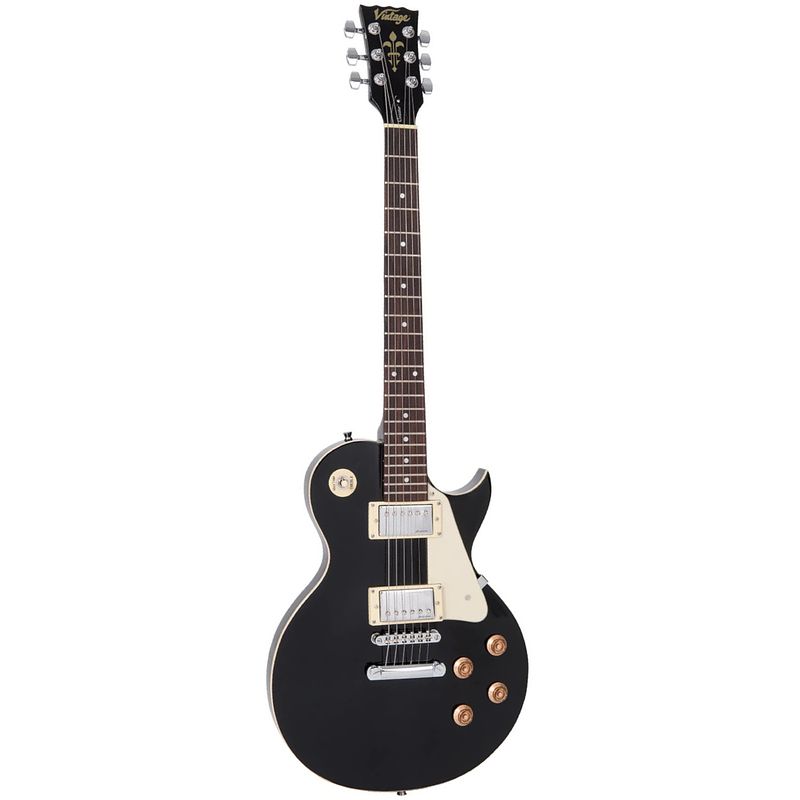 Foto van Vintage v10blk coaster series gloss black elektrische gitaar