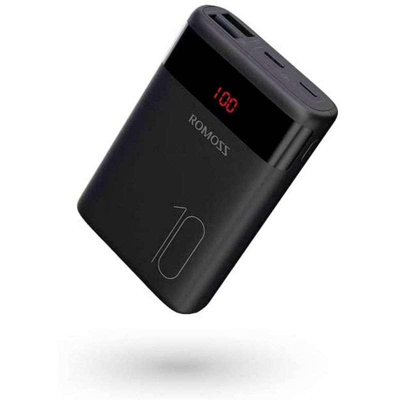 Foto van Romoss ares 10 powerbank 10000 mah fast charge li-ion zwart statusweergave