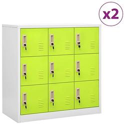 Foto van Vidaxl lockerkasten 2 st 90x45x92,5 cm staal lichtgrijs en groen