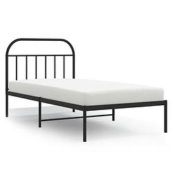 Foto van The living store bedframe basic - metaal - zwart - 207 x 112 x 100 cm - extra opbergruimte