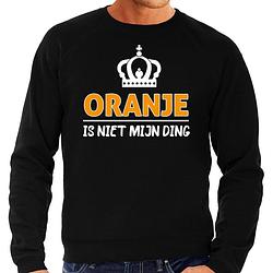 Foto van Koningsdag sweater - oranje is niet mijn ding - heren - zwart l - feesttruien
