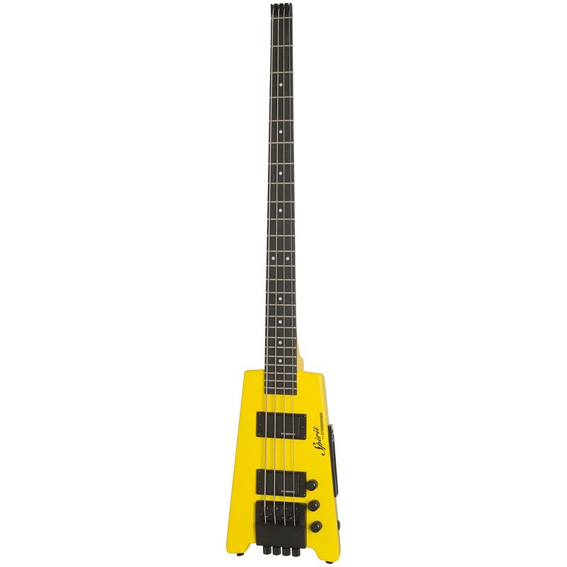 Foto van Steinberger spirit xt-2 standard bass hot rod yellow headless elektrische basgitaar met gigbag