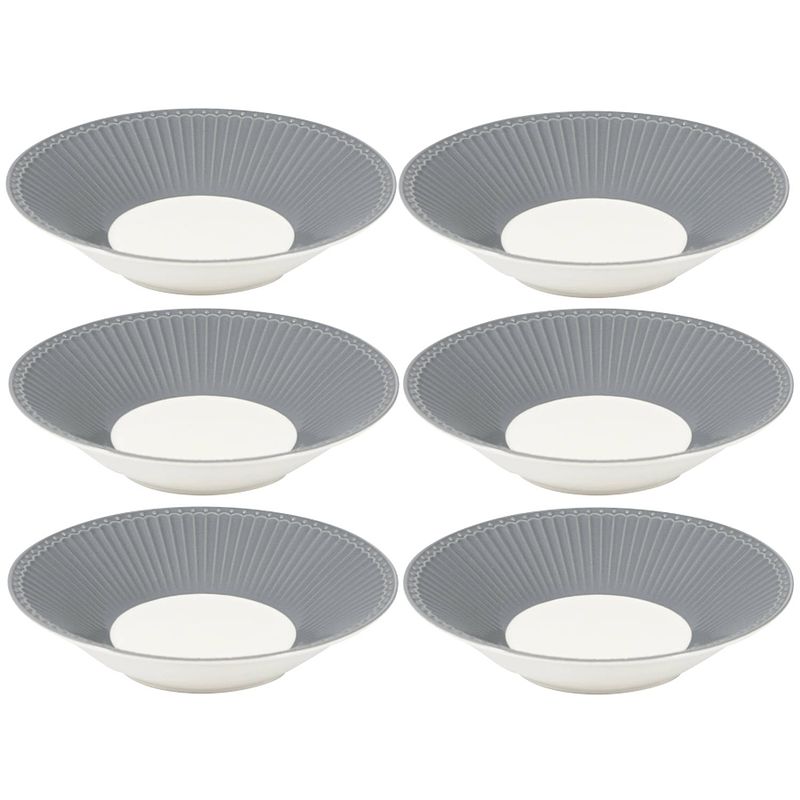 Foto van Greengate pastabord alice stone grey ø23cm - set van 6 stuks