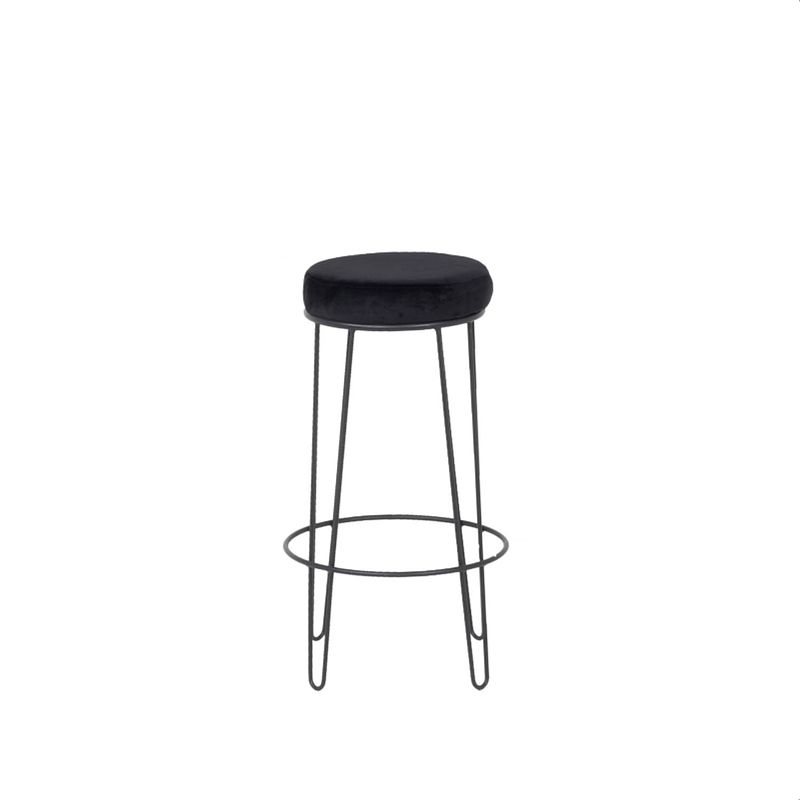 Foto van Giga meubel barkruk velvet - zwart - 40,5x40,5x75cm - barkruk britt