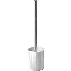 Foto van Gebor - moderne polystone toiletborstel set - vrijstaand - 37x9x9cm - wit met verticale lijnen - polystone -