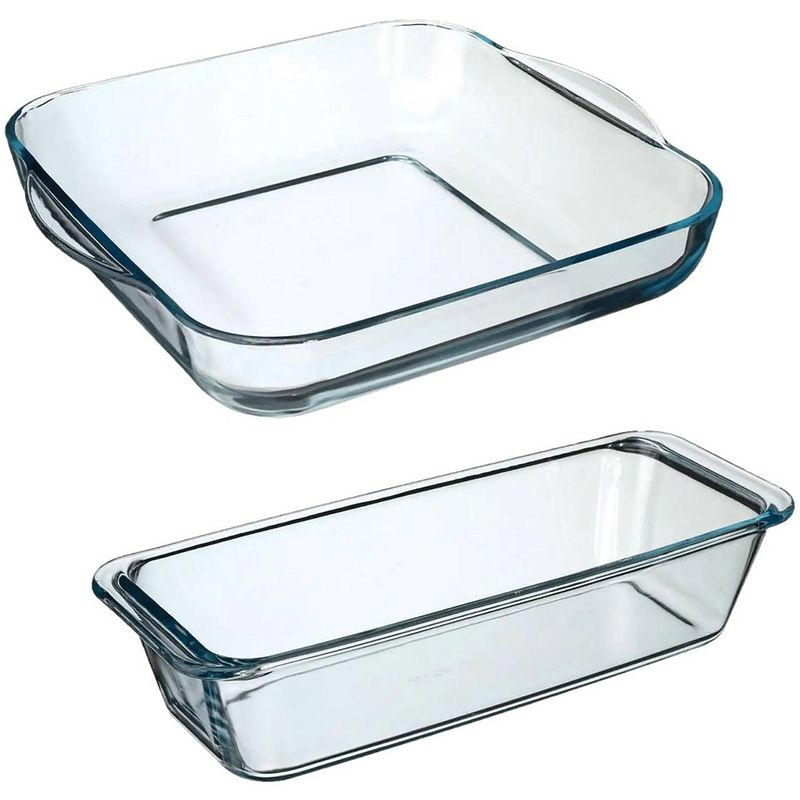 Foto van Ovenschalen set 2x formaten - glas - 29 x 29 cm/31 x 12 cm - ovenschalen