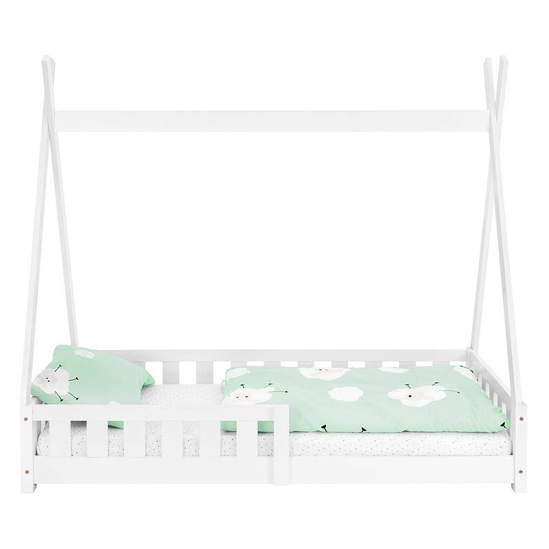 Foto van Kinderbed met uitvalbeveiliging en lattenbodem 80x160 cm wit grenen hout ml-design