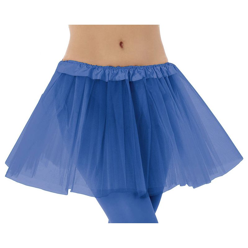 Foto van Meisjes verkleed rokje/tutu - tule stof met elastiek - blauw - one size - carnavalskostuums