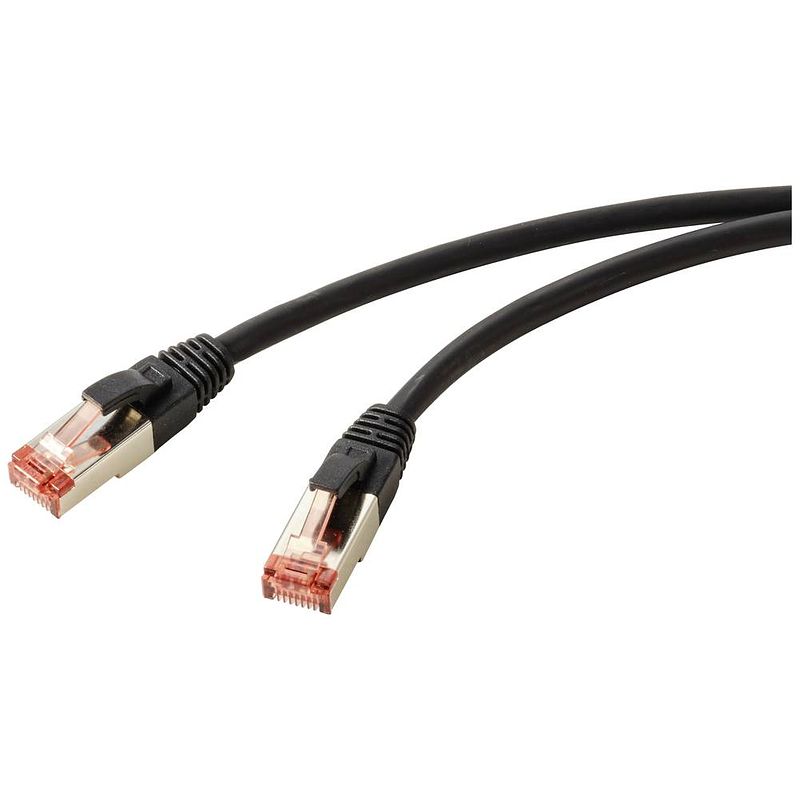 Foto van Renkforce rf-5771528 rj45 netwerkkabel, patchkabel cat 6 s/ftp 2.00 m zwart halogeenvrij 1 stuk(s)