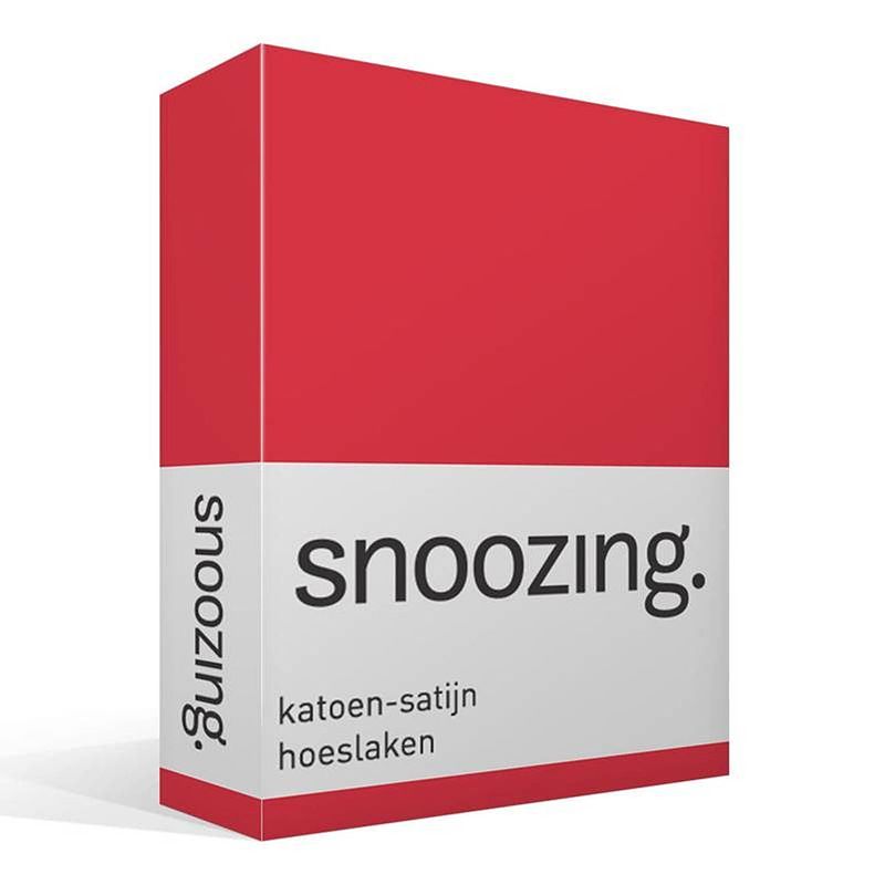 Foto van Snoozing - katoen-satijn - hoeslaken - 120x220 - rood