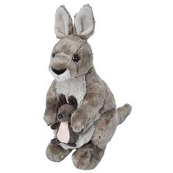 Foto van Wild republic knuffel kangoeroe junior 30 cm pluche grijs/bruin
