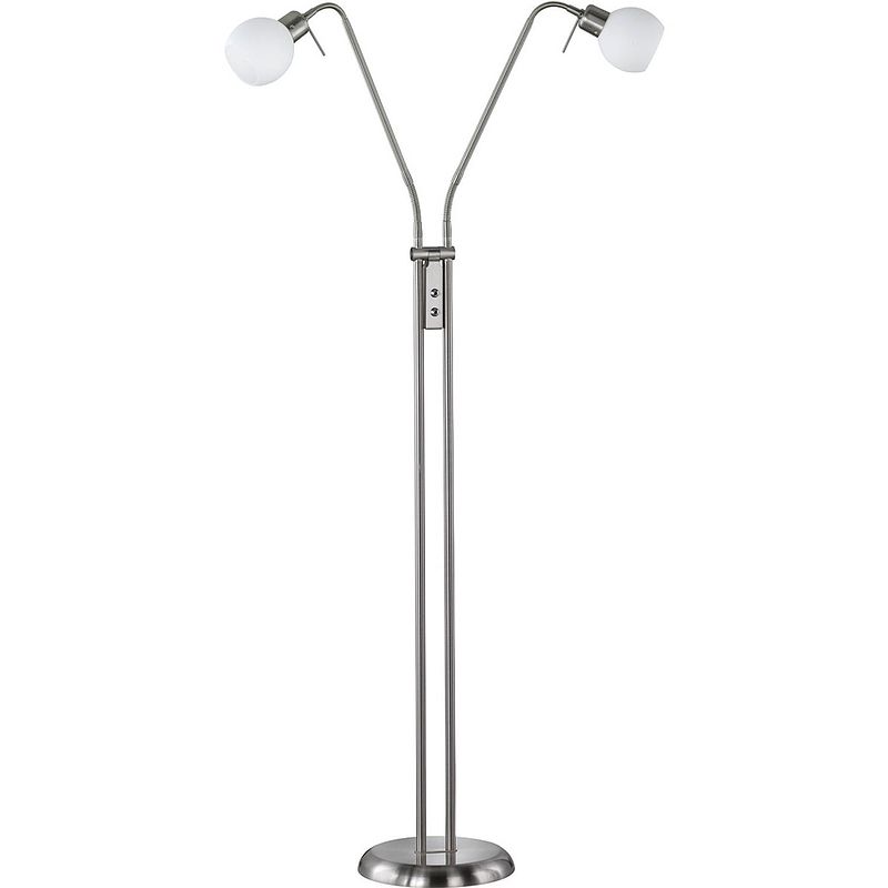 Foto van Led vloerlamp - trion frudo - 8w - e14 fitting - warm wit 3000k - 2-lichts - rond - mat nikkel - aluminium