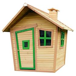 Foto van Axi alice speelhuis van fsc hout speelhuisje voor de tuin / buiten in bruin & groen