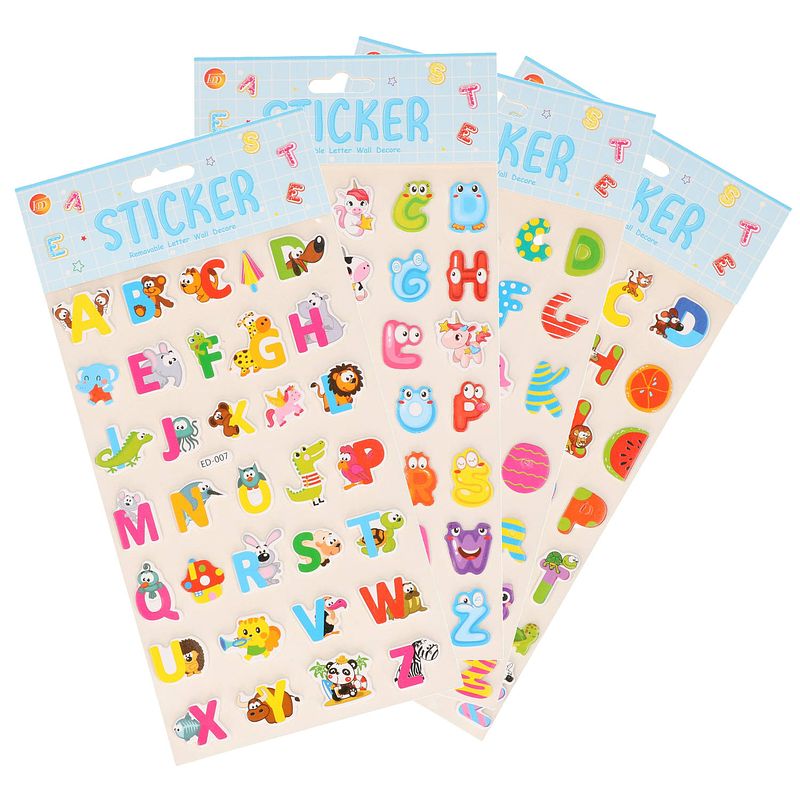 Foto van Stickervelletjes - 4x - 34 sticker letters a-z - gekleurd - alfabet - stickers