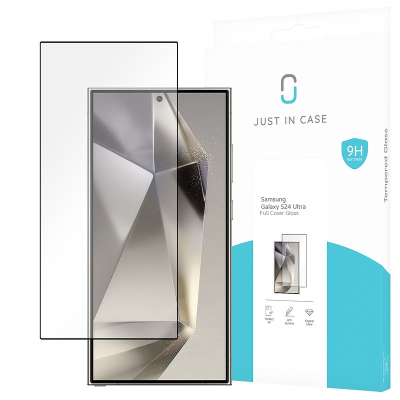 Foto van Just in case full cover tempered glass voor samsung s24 ultra smartphone screenprotector