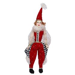 Foto van House of seasons kerstbeeld clown 48 x 18 cm polyester rood