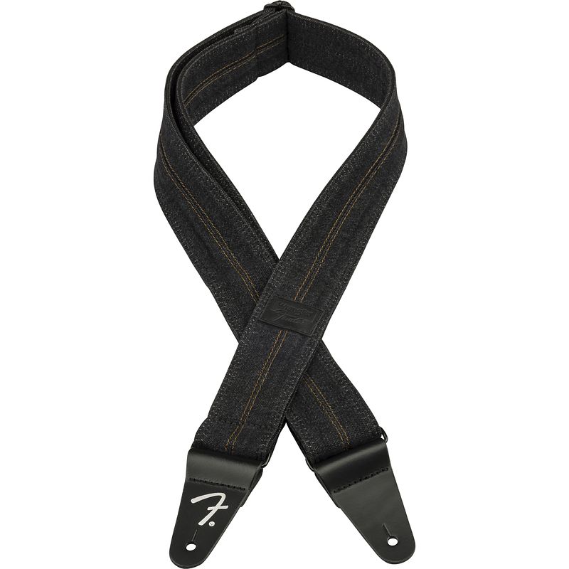 Foto van Fender x wrangler® denim strap washed black stitch gitaarband