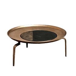 Foto van Benoa bakersfield antique brass & marble coffee table 80 cm