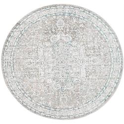 Foto van Vloerkleed rond vintage 200cm wit dof blauw perzisch oosters tapijt