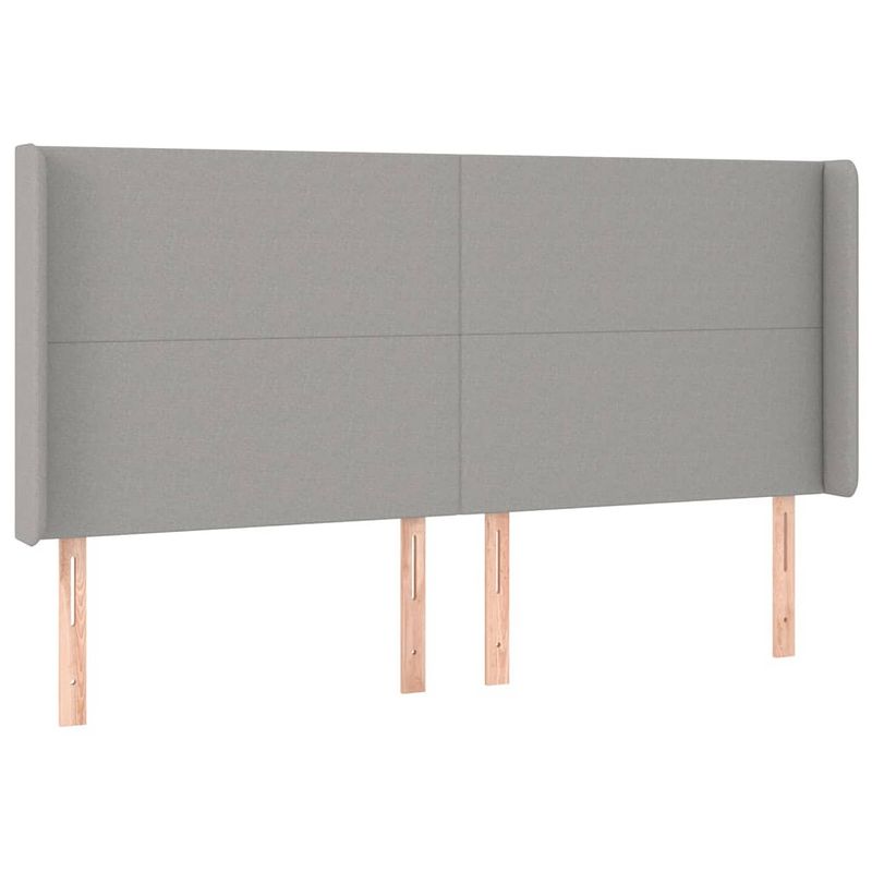 Foto van The living store hoofdbord trendy - bedaccessoires - 203 x 16 x 118/128 cm - lichtgrijs