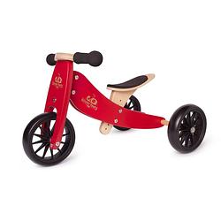 Foto van Kinderfeets 2-in-1 houten loopfiets & driewieler tiny tot - cherry red
