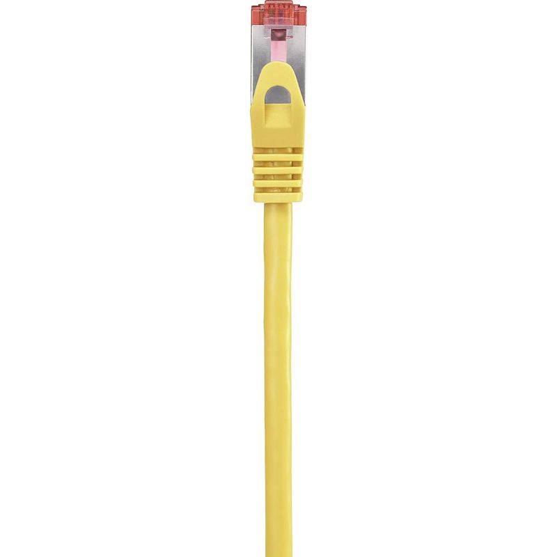 Foto van Renkforce rf-3432058 rj45 netwerkkabel, patchkabel cat 6 s/ftp 15.00 cm geel snagless, vergulde steekcontacten, vlambestendig 1 stuk(s)