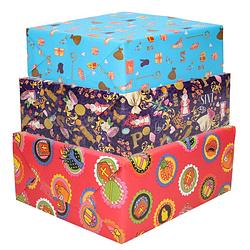 Foto van Setje van 6x rollen sinterklaas inpakpapier/cadeaupapier 2,5 x 0,7 meter 3 soorten prints - cadeaupapier