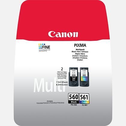 Foto van Canon pg-560 en cl-561 multipack inkt zwart