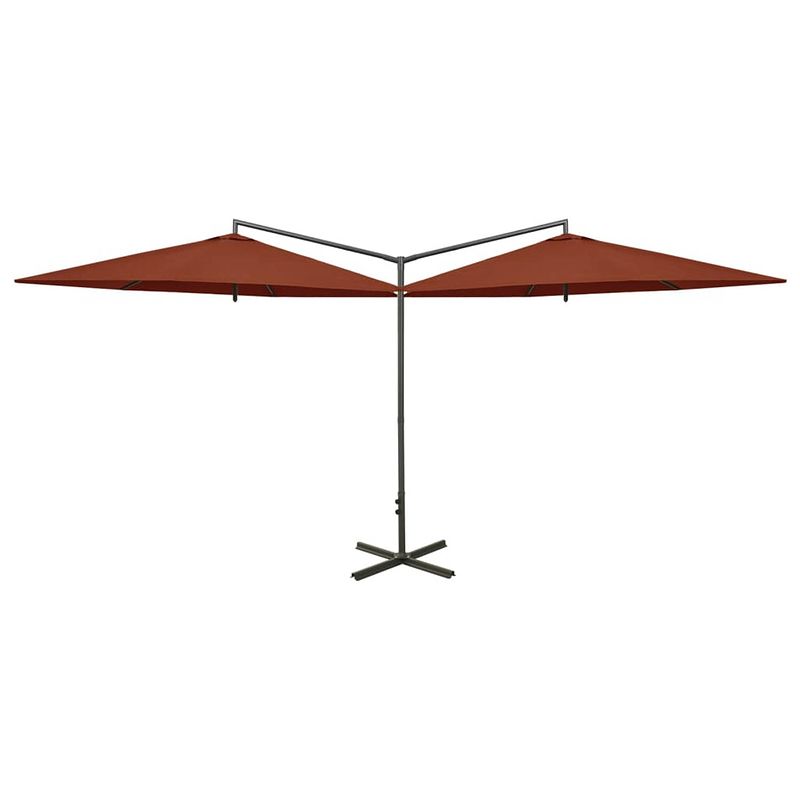 Foto van Vidaxl parasol dubbel met stalen paal 600 cm terracottakleurig