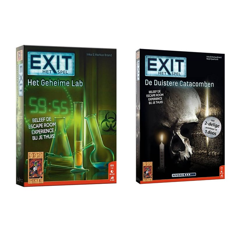 Foto van Spellenbundel - 2 stuks - bordspel - exit - het geheime lab & de duistere catacomben