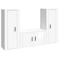 Foto van The living store televisiekastenset hoogglans wit - 2x 40x34.5x100 cm - 1x 80x34.5x40 cm