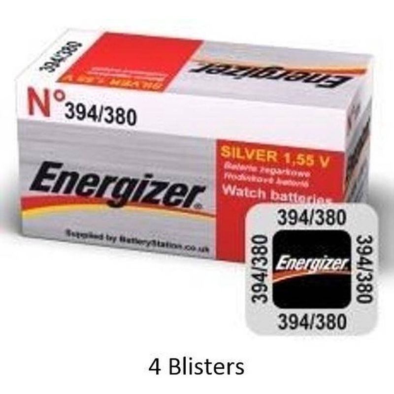 Foto van 4 stuks (4 blisters a 1 stuk) energizer 380/394 knoopcel zilver-oxide batterij (s) 1,55 v