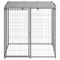 Foto van The living store hondenkennel - staal - 110 x 110 x 110 cm - waterbestendig dak - afsluitbare deur - zilverkleurig