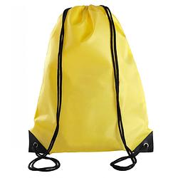 Foto van Sport gymtas/draagtas geel met rijgkoord 34 x 44 cm van polyester - gymtasje - zwemtasje