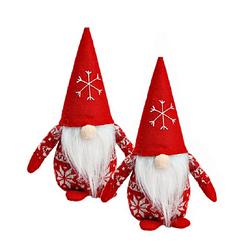 Foto van Set van 2x stuks pluche gnome/dwerg decoratie poppen/knuffels rood 12 x 20 x 9 cm - kerstman pop