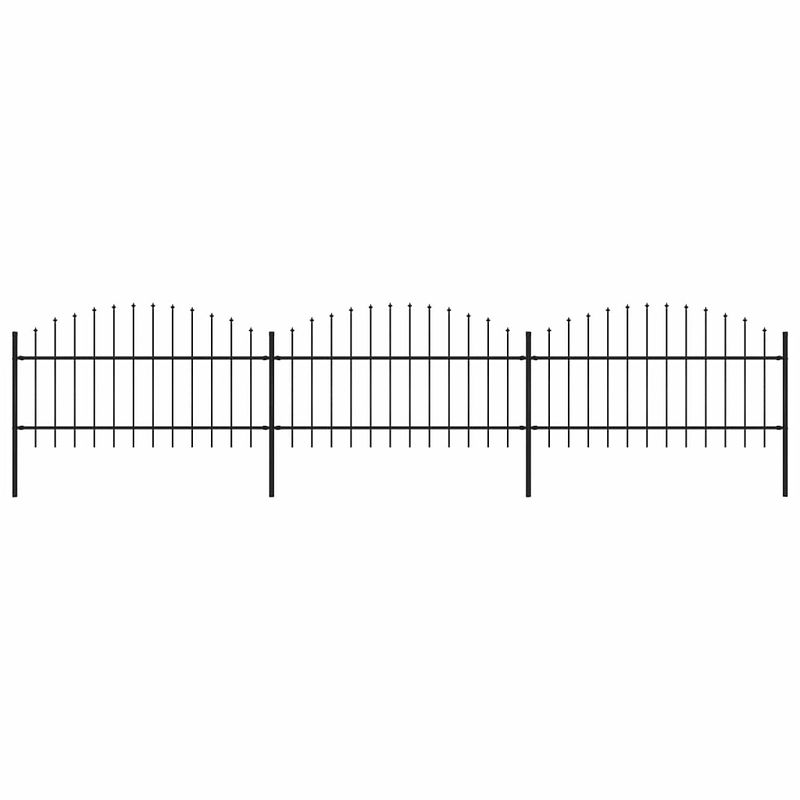 Foto van Vidaxl tuinhek met speren bovenkant (1-1,25)x5,1 m staal zwart