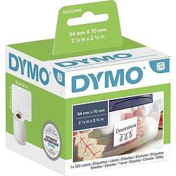 Foto van Dymo rol met etiketten 99015 s0722440 70 x 54 mm papier wit 320 stuk(s) permanent universele etiketten