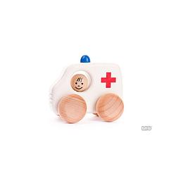 Foto van Bajo houten speelgoedvoertuig ambulance - 10 cm