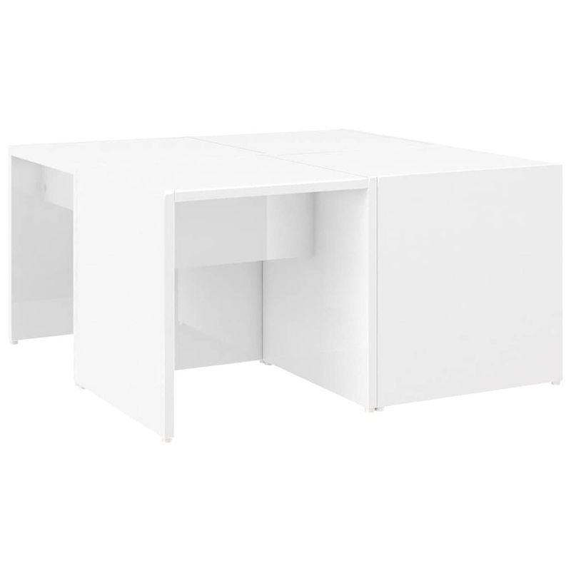 Foto van The living store salontafelset - hoogglans wit - 66 x 66 x 33 cm - 4 stuks