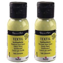 Foto van 2x gele stoffenverf 34 ml decoart - hobbyverf