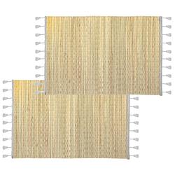 Foto van Set van 6x stuks placemats met franjes grijs bamboe 45 x 30 - placemats