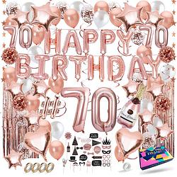 Foto van Fissaly® 70 jaar rose goud verjaardag decoratie versiering - feest - helium, latex & papieren confetti ballonnen