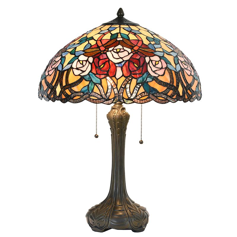 Foto van Haes deco - tiffany tafellamp rood, blauw ø 46x64 cm fitting e27 / lamp max 2x60w